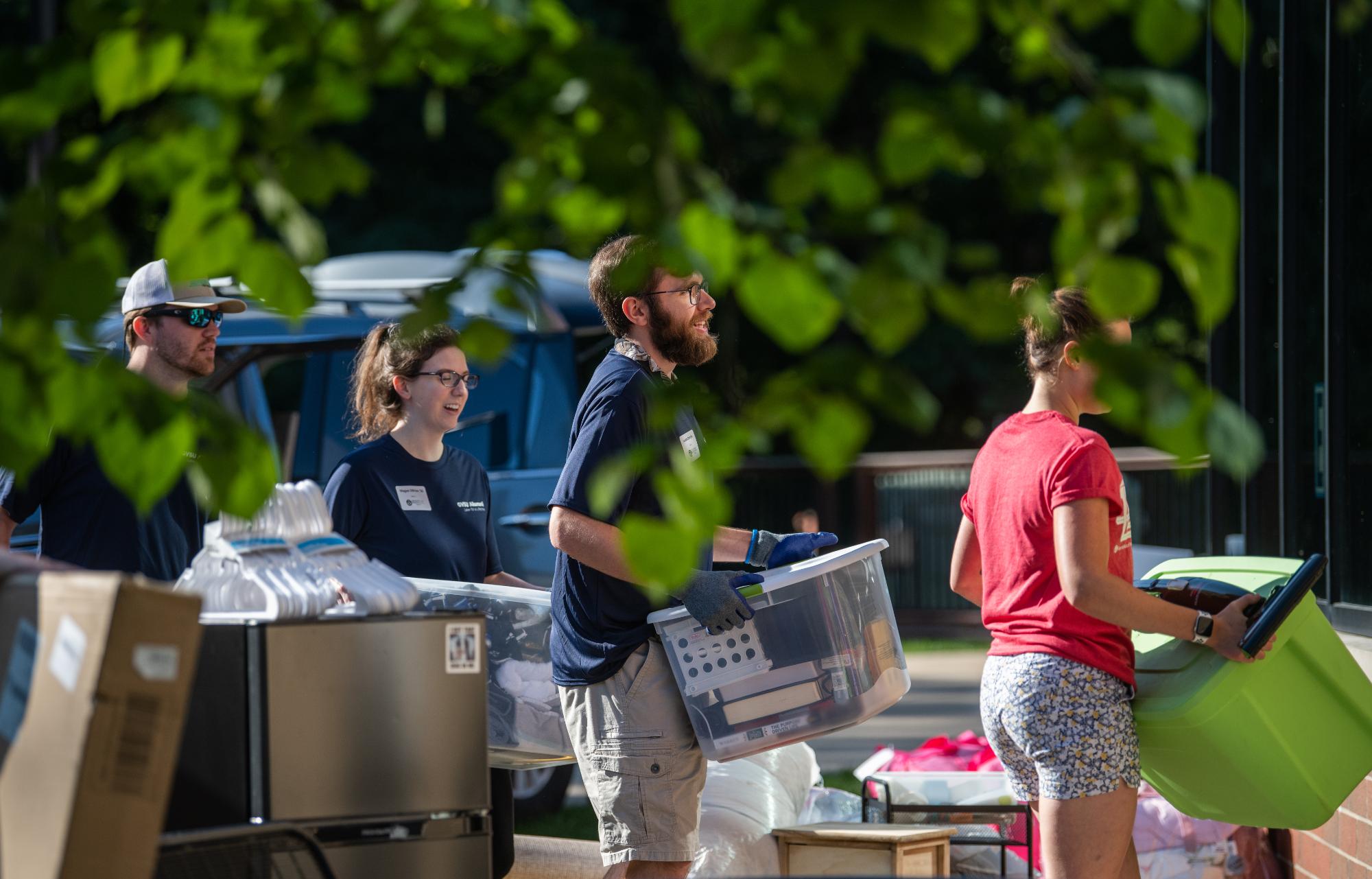 students studying on campus